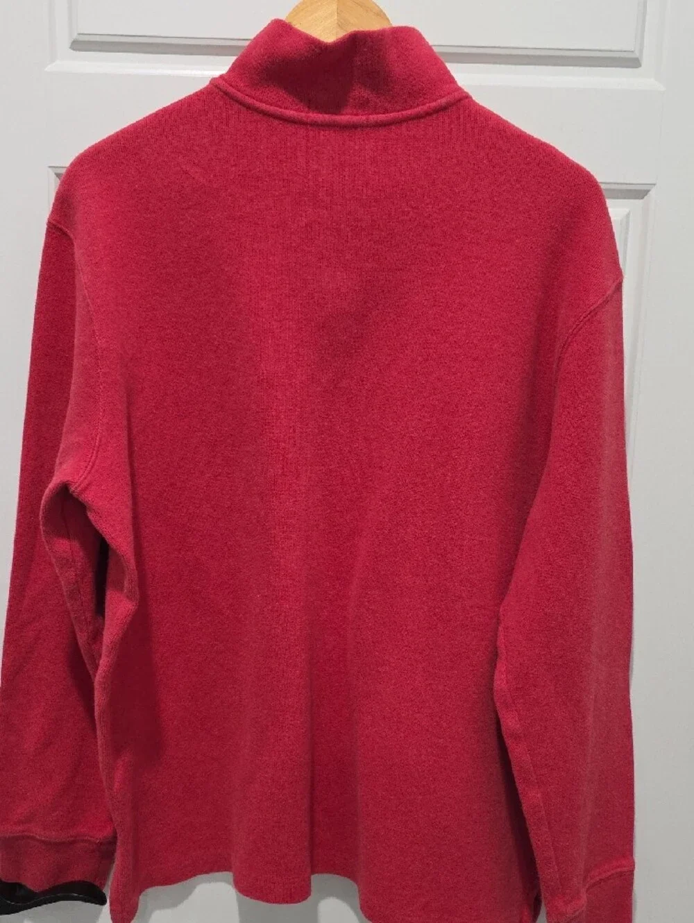 Polo by Ralph Lauren Men's Red Quarter-Zip Sweater with Navy Pony